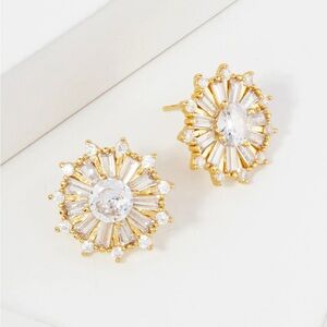New 18K GOLD CZ Snowflake Earrings
